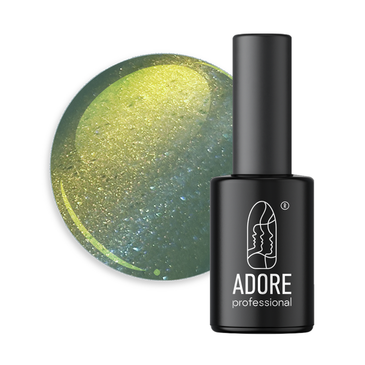 ADORE. Cat's Eye Gel Polish, #U-05, 8 ml. Гель-лак "котяче око"-хамелеон, смарагдовий із бронзовим відблиском #1