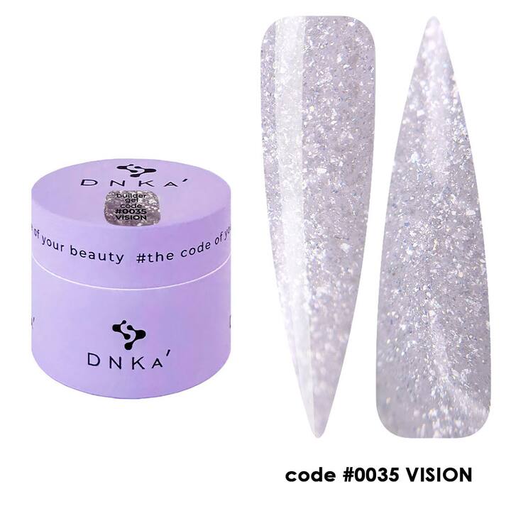 DNKa’. Builder Gel Vision #0035, 15 ml, гель для моделювання з блискітками #1