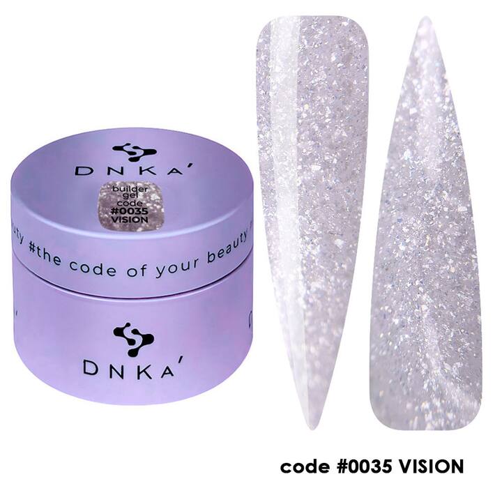 DNKa’. Builder Gel Vision #0035, 30 ml, builder gel per modellazione con glitter #1