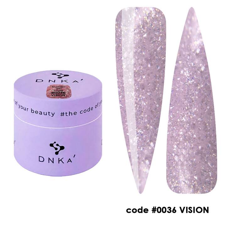 DNKa’. Builder Gel Vision #0036, 15 ml, гель для моделювання з блискітками #1
