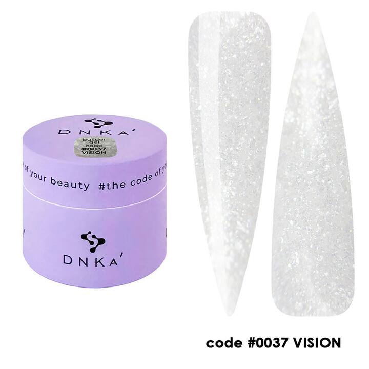 DNKa’. Builder Gel Vision #0037, 15 ml, гель для моделювання з блискітками #1