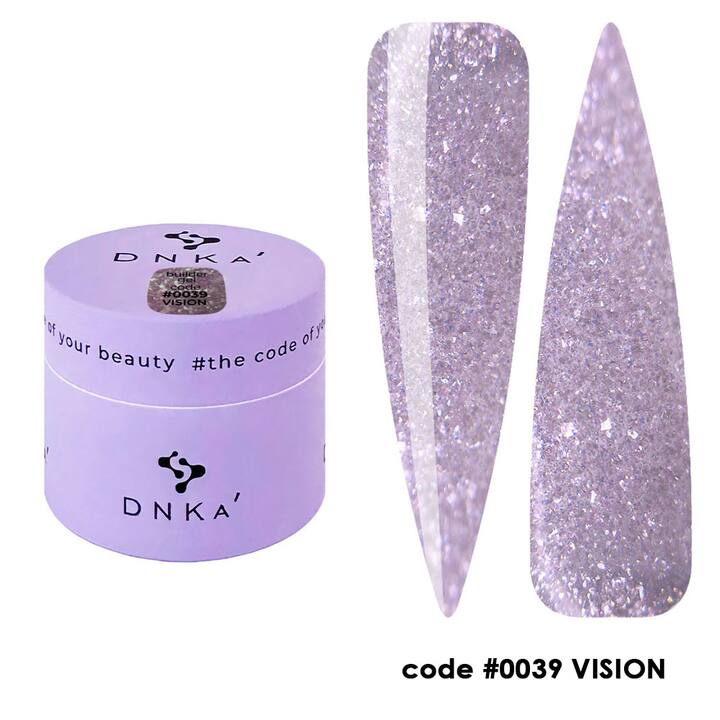 DNKa’. Builder Gel Vision #0039, 15 ml, гель для моделювання з блискітками #1