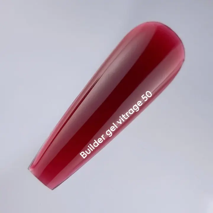 NOTD. Vitrage Builder Gel, #50, 15 ml. Вітражний гель для нарощування, червоний #5