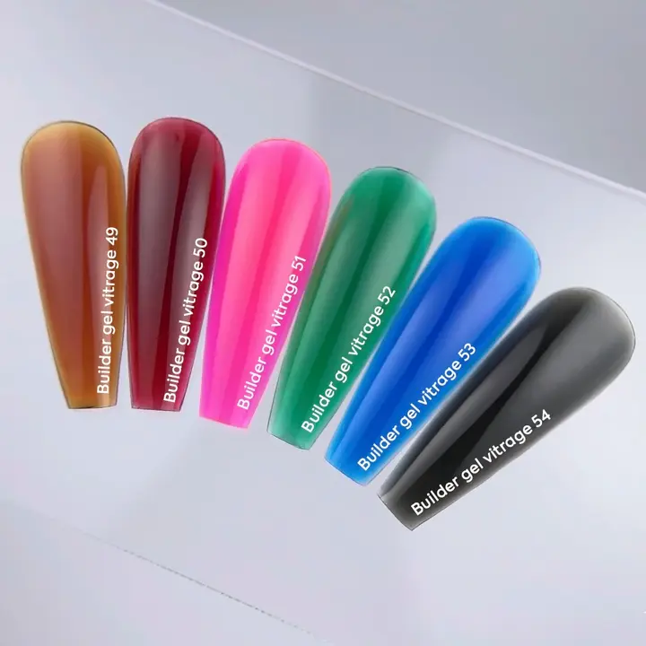 NOTD. Vitrage Builder Gel, #50, 15 ml. Вітражний гель для нарощування, червоний #6
