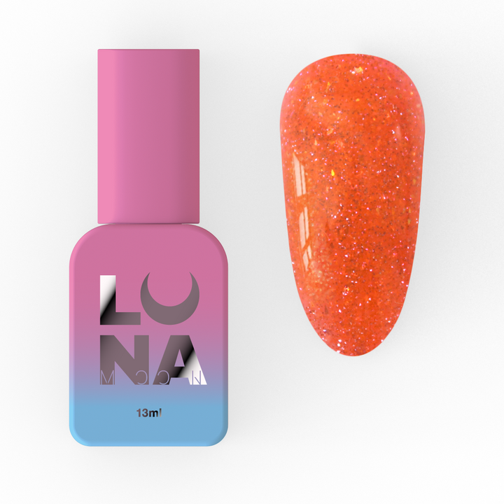 LUNAmoon. Light Acrygel #44 Bright red shimmer, 13 ml, gel reflectante líquido, rojo-naranja con shimmer #1