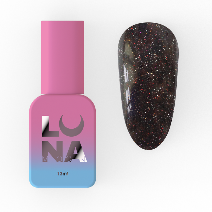LUNAmoon. Light Acrygel #61 Blakish purple with shimmer, 13 ml, світловідбиваючий рідкий гель для укріплення, чорно-фіолетовий з шимером #1