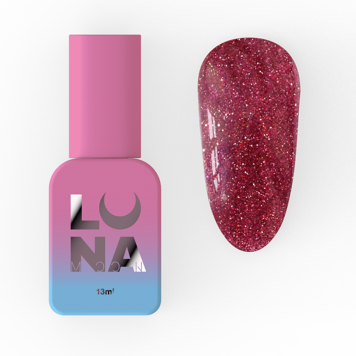 LUNAmoon. Light Acrygel #60 Crimson with shimmer, 13 ml, gel líquido reflectante para fortalecimiento, carmesí con shimmer #1