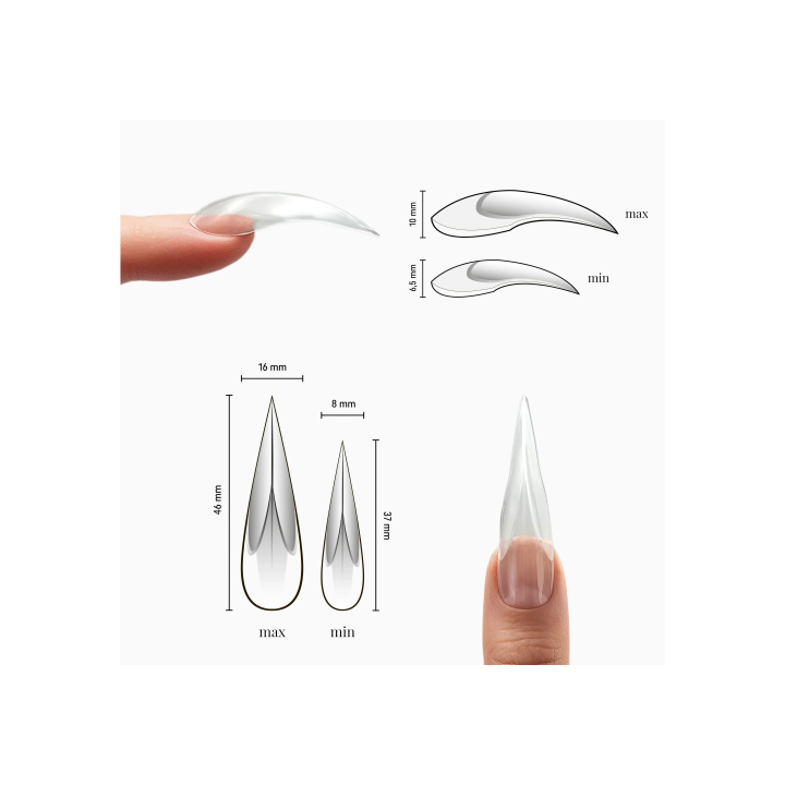 ADORE. Dual nail forms Type 7, Cat's claw, Extra high, 120 pcs. Верхні форми, котячі кігті #3