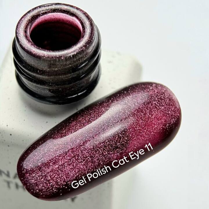 NOTD. Gel Polish "Cat eye" #11, 6 ml, гель-лак "котяче око" темно-малиновий #2