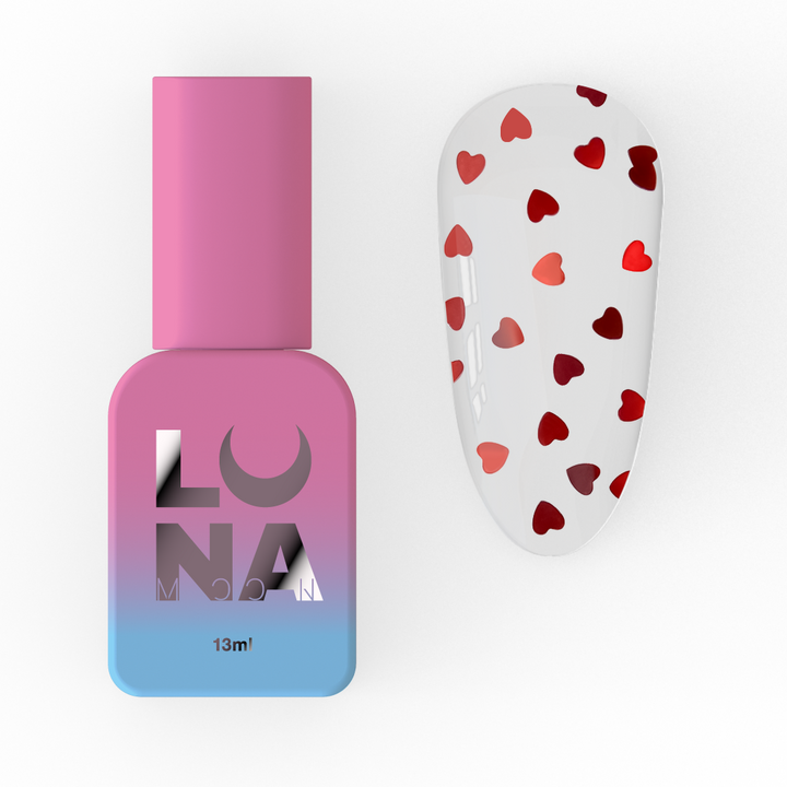 LUNAmoon. Heartbeat Top Coat, №1, 13 ml, топ з дрібними червоними сердечками #1