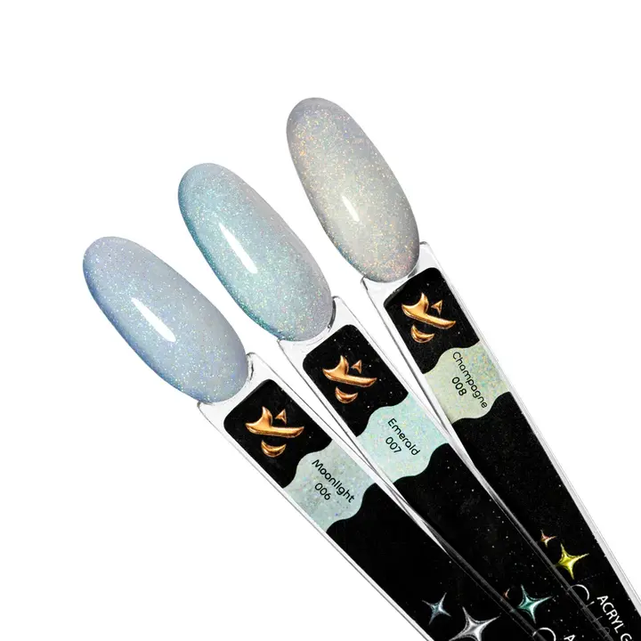 F.O.X. Acryl gel, Charm #007, Emerald, 20 ml. Світловідбиваючий густий акригель з шимером #3