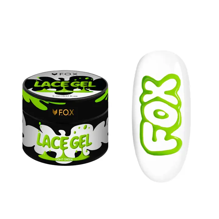 F.O.X. Lace Gel, 5 ml, Light Green. Gel-Farbe mit Schrumpfeffekt #1