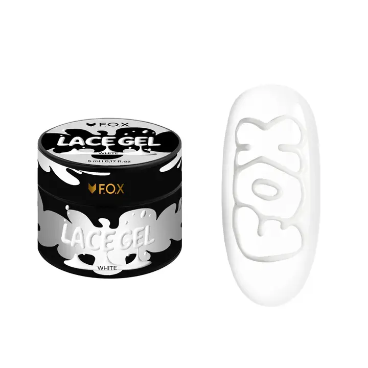 F.O.X. Lace Gel, 5 ml, White. Gel-Farbe mit Zusammenzieheffekt #1