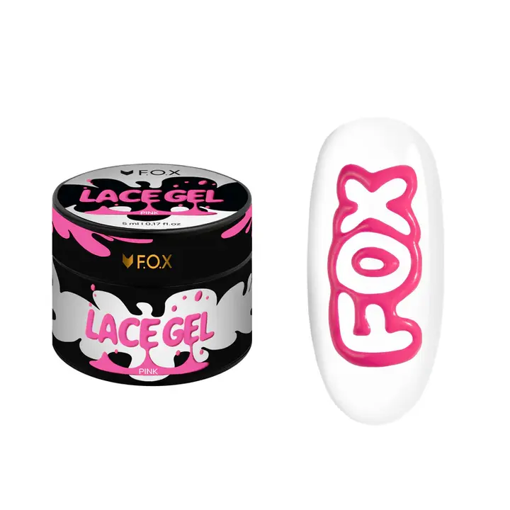 F.O.X. Lace Gel, 5 ml, Pink. Gel peinture à effet de rétraction #1