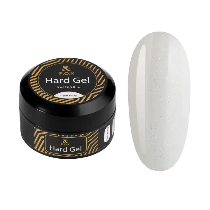 F.O.X. Hard Gel, 15 ml, Flash Milky. Рідкий гель для моделювання нігтів з шимером #1