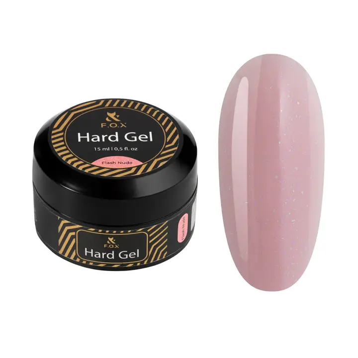 F.O.X. Hard Gel, 15 ml, Flash Nude. Рідкий гель для моделювання нігтів з шимером #1
