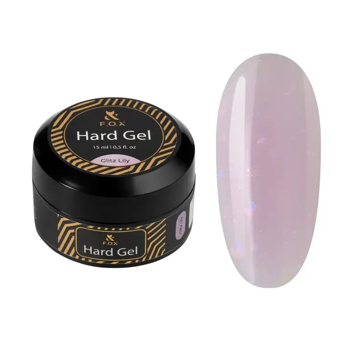 F.O.X. Hard Gel, 15 ml, Glitz Lily. Рідкий гель для моделювання нігтів з глітером #1