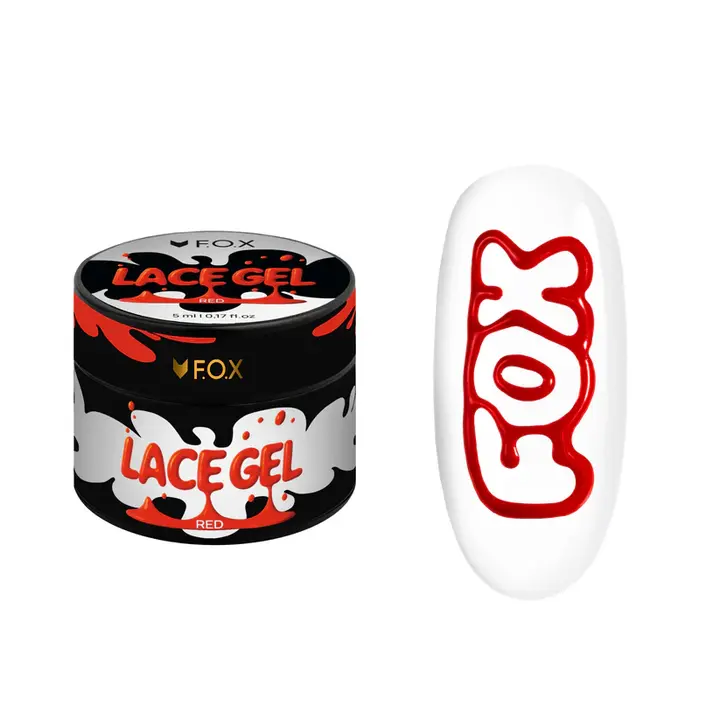 F.O.X. Lace Gel, 5 ml, Red. Gel-Farbe mit Zusammenzieheffekt #1