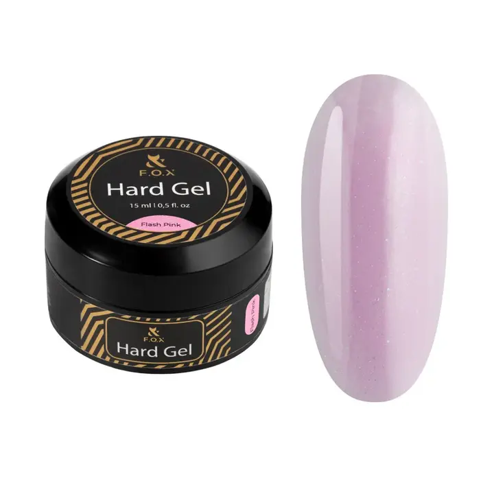 F.O.X. Hard Gel, 15 ml, Flash Pink. Рідкий гель для моделювання нігтів з шимером #1