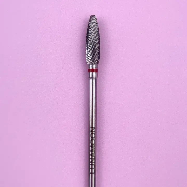 LUNAmoon. Carbide nail bit, corn, Soft Red, 4 mm. Hartmetallfräser, dünn, "Mais", rot, für Linkshänder #2