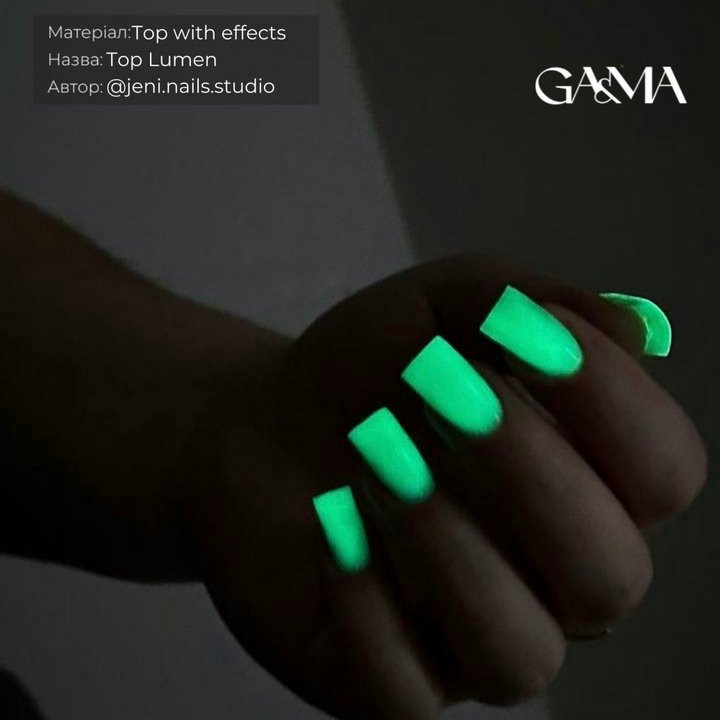 GA&MA. Lumen Top, glows in the dark, 10 ml, Top luminiscente, sin capa pegajosa #2