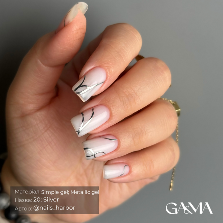 GA&MA. Metallic Gel, Silver, 5 g, металева гель-фарба, срібло #3
