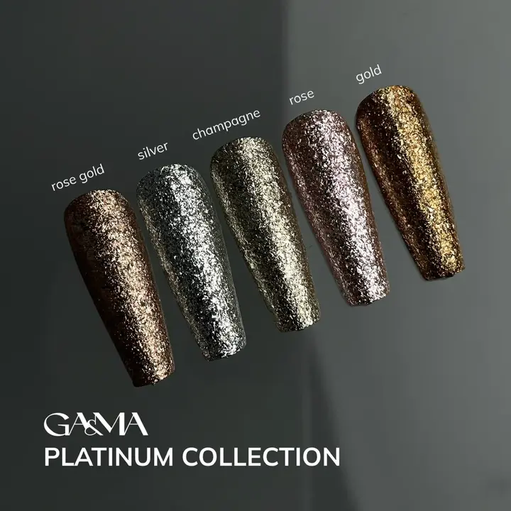 GA&MA. Platinum CHAMPAGNE, 5 g, Гель для дизайну, рідка поталь #3