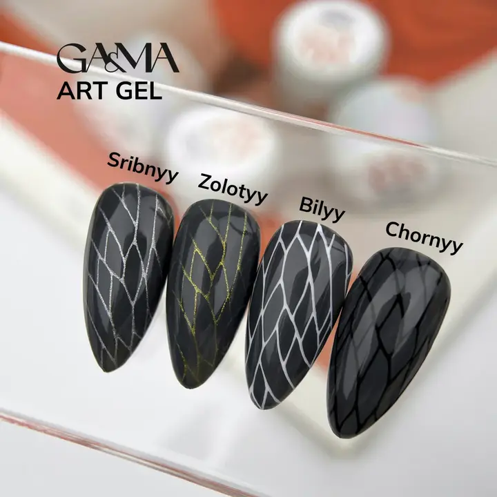 GA&MA. Art gel BLACK, 5 g, Гель-фарба, чорна #4
