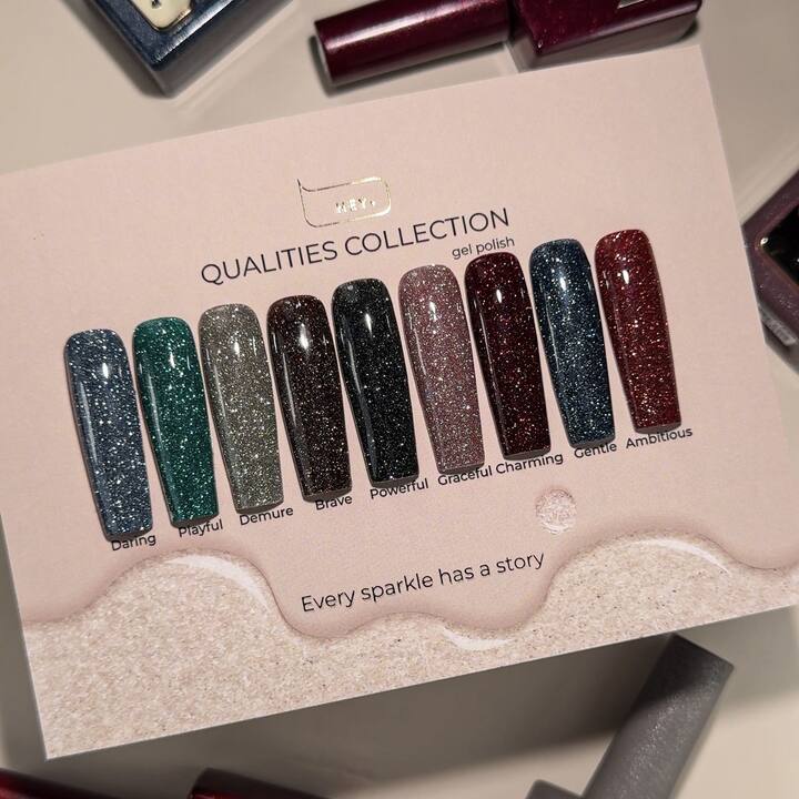HEYLOVE. Reflective Gel Polish, CHARMING, 15 ml, гель-лак, глибокий бордовий зі срібними світловідбиваючими частинками #4
