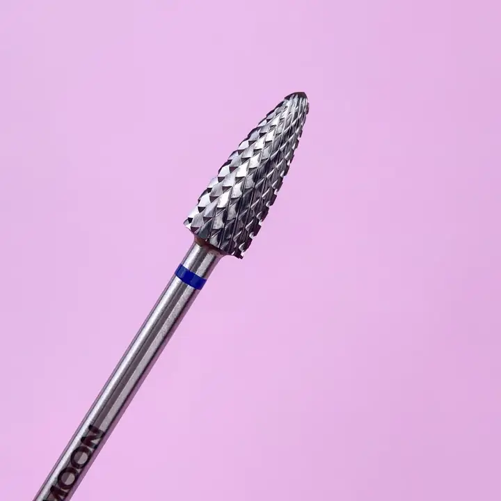LUNAmoon. Carbide nail bit, corn, Balance Blue, 5 mm. Hartmetallfräser, verjüngt, "Mais", blau, für Linkshänder #3