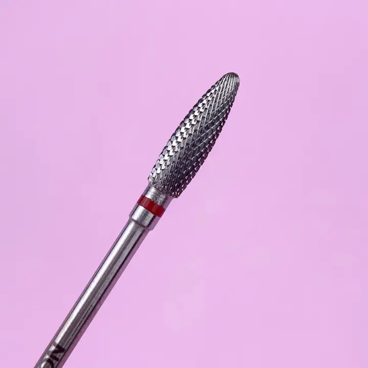 LUNAmoon. Carbide nail bit, corn, Soft Red, 4 mm. Hartmetallfräser, dünn, "Mais", rot, für Linkshänder #4