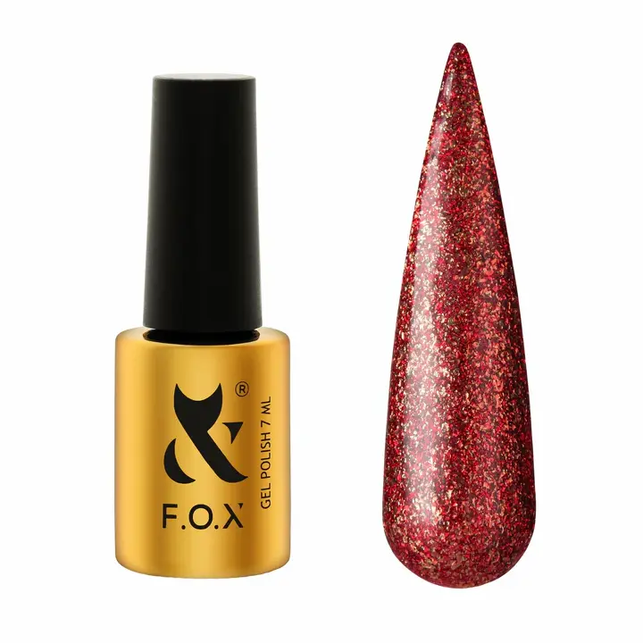 F.O.X. Gel polish, Brilliance, Moulin Rouge #008, 7 ml. Гель-лак з поталлю #1
