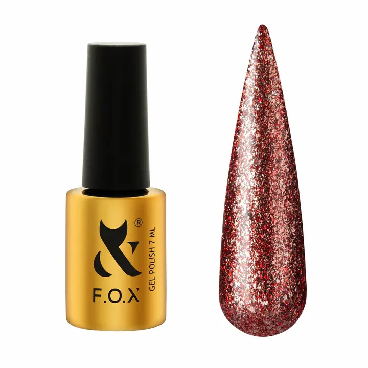 F.O.X. Gel polish, Brilliance, Moulin Rouge #007, 7 ml. Гель-лак з поталлю #1