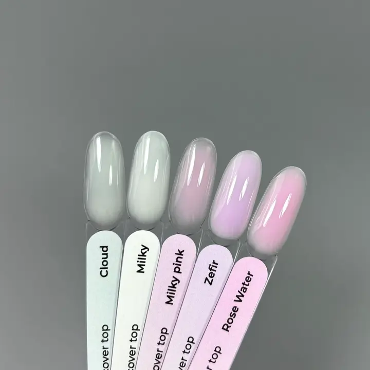 TOUCH. Cover Top coat, #10, Milky Pink Top, 7 ml. Кольоровий топ, молочно-рожевий #3