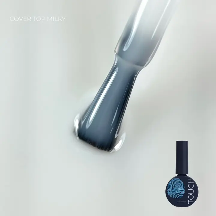 TOUCH. Cover Top coat, #02, Milky, 13 ml. Кольоровий топ, молочний #1