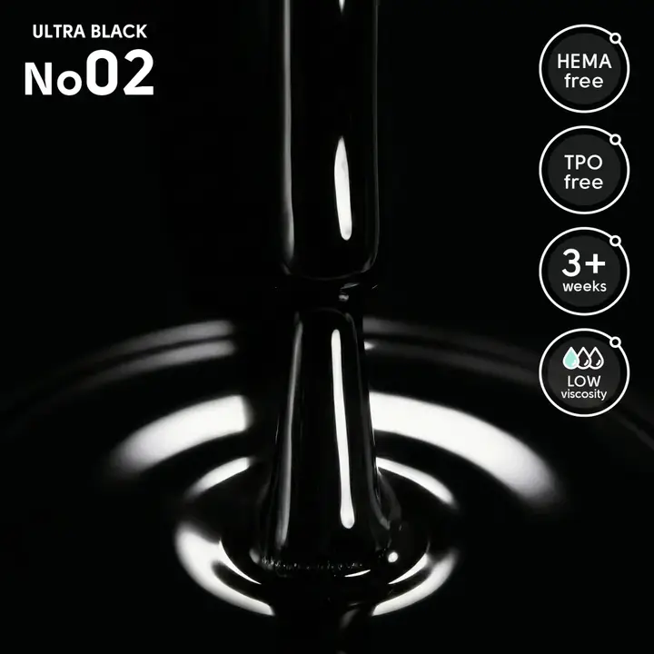 SHELLY. Gel Polish #02, Ultra Black, 12 ml. Гель лак #2