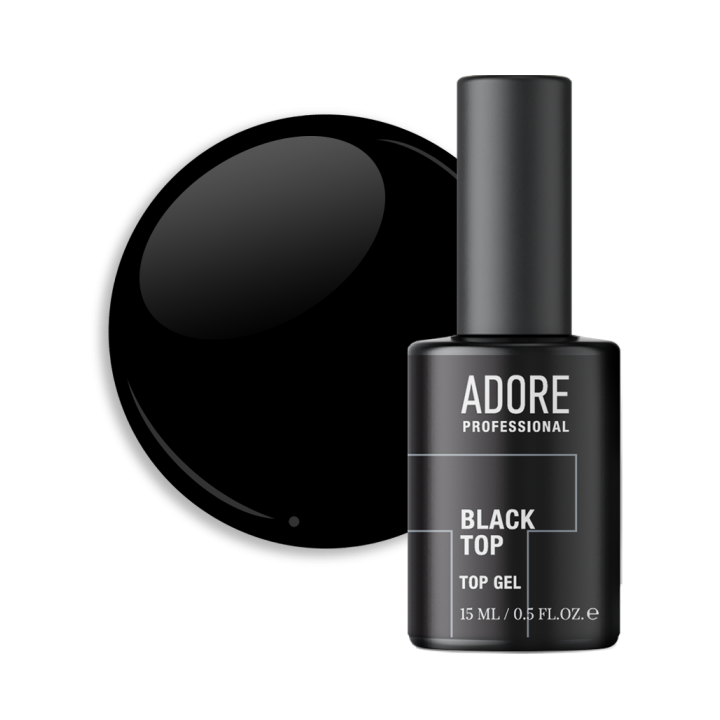ADORE. Black Top coat, 15 ml. Вітражний топ, чорний #1