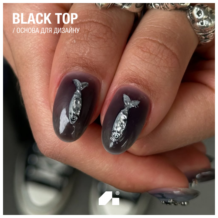 ADORE. Black Top coat, 15 ml. Вітражний топ, чорний #5