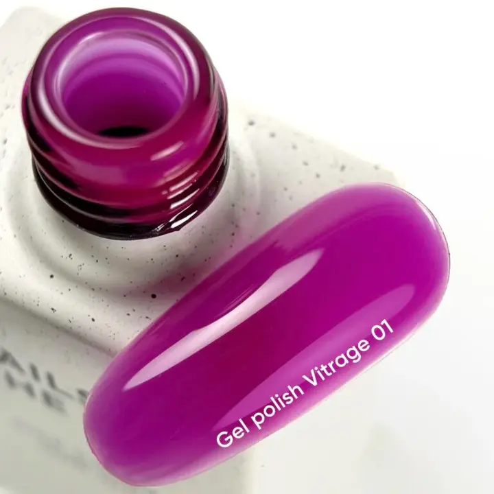 NOTD. Gel Polish Vitrage #01, 10 ml. Witrażowy gel polish, jaskraworóżowy (malinowy) #4
