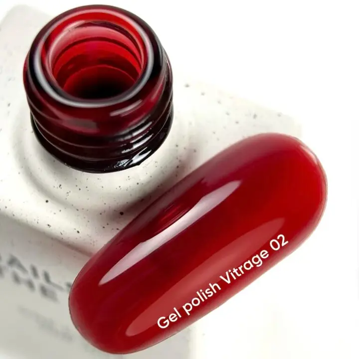 NOTD. Gel Polish Vitrage #02, 10 ml. Вітражний гель-лак, насичено-червоний #4