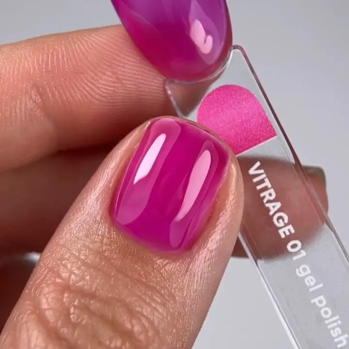 NOTD. Gel Polish Vitrage #01, 10 ml. Witrażowy gel polish, jaskraworóżowy (malinowy) #5