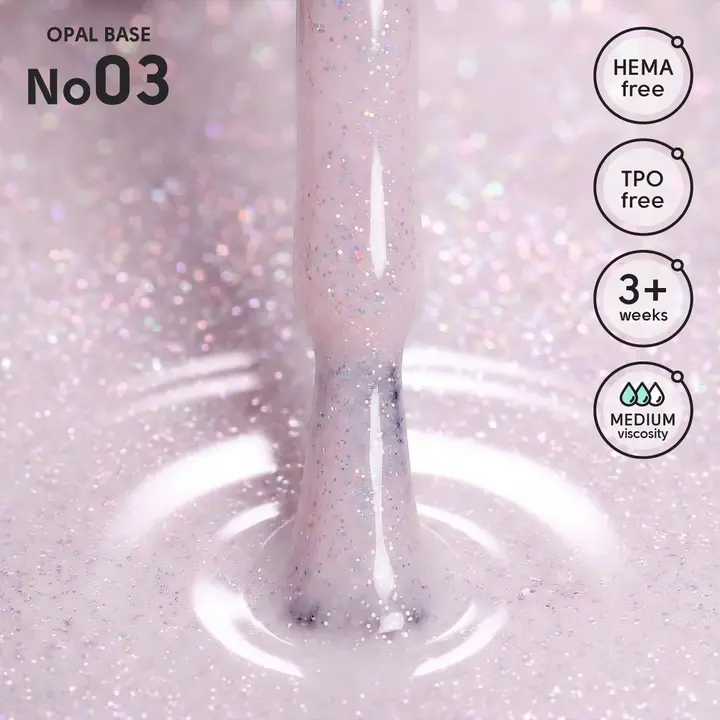 SHELLY. Opal Base #03, 12 ml. Камуфлююча база, з шимером #2