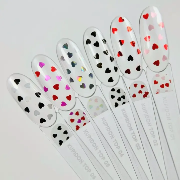 NOTD. "Kupidon" Top #04, 10 ml, top z holograficznymi serduszkami #5