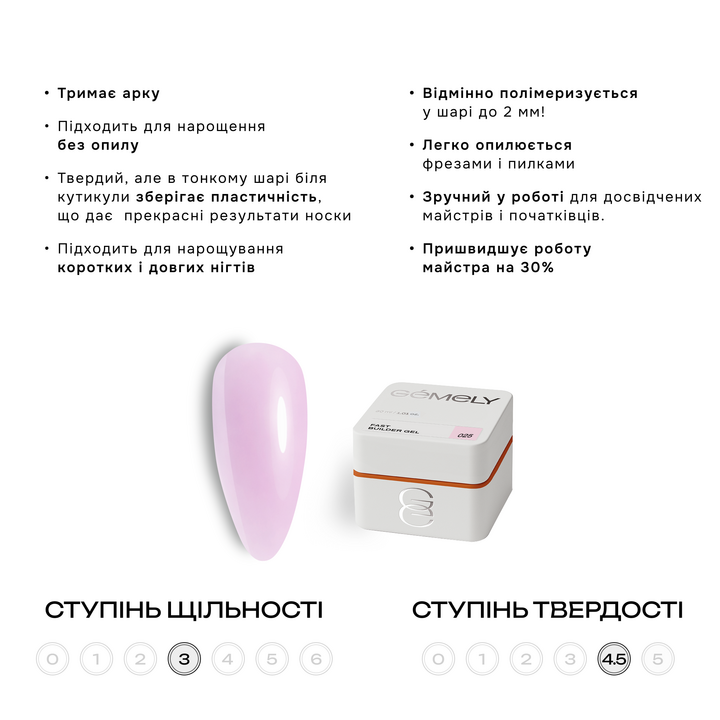GÉMELY (ex GA&MA). Fast builder gel #025, 30 ml, твердий рідкий гель #3
