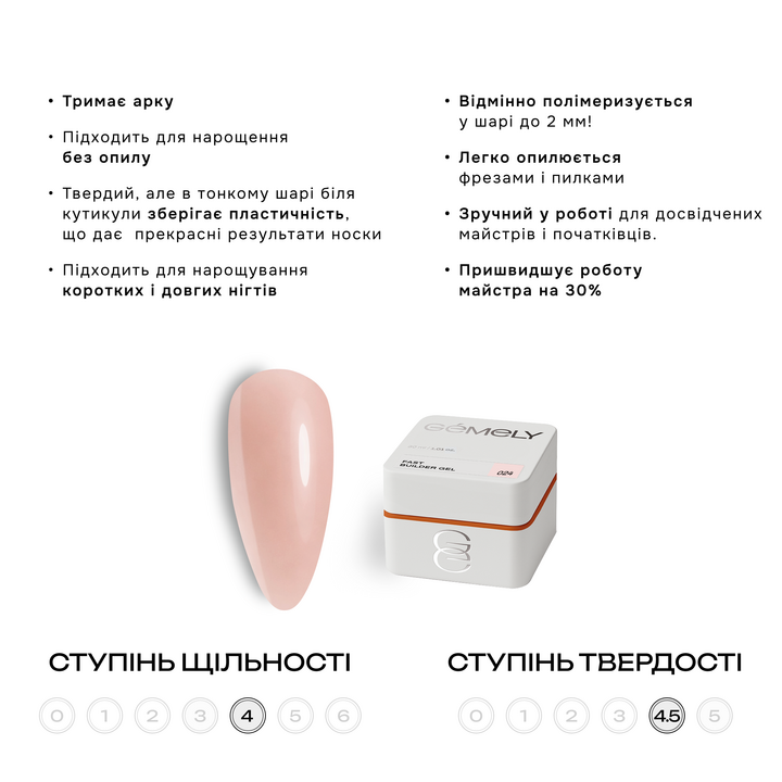 GÉMELY (ex GA&MA). Fast builder gel #024, 50 ml, твердий рідкий гель #3