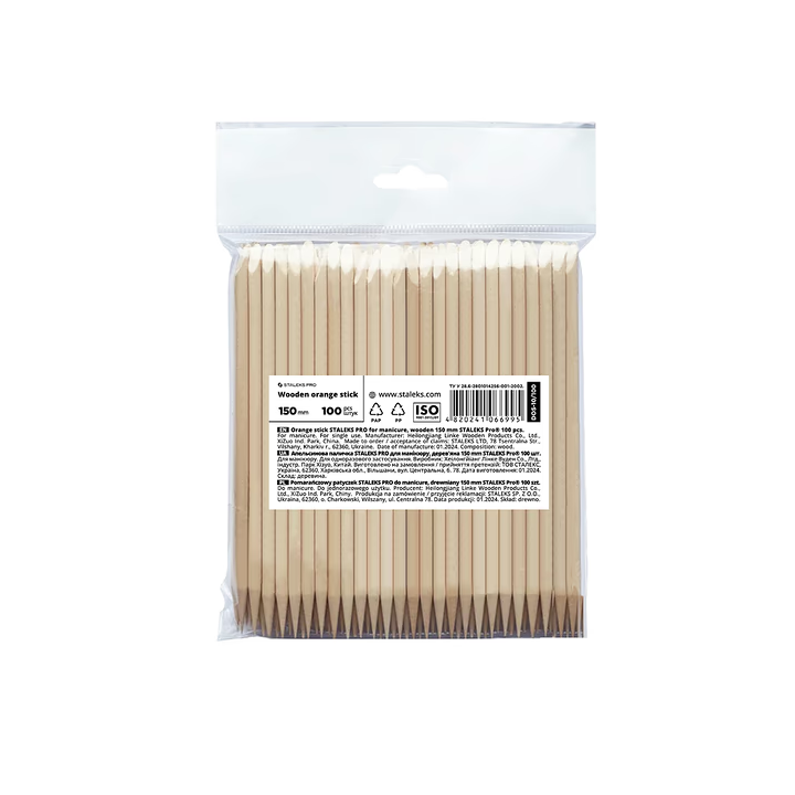 STALEKS. 100 pcs Orange Wood Sticks, 150 mm, Набір 100 шт Апельсинові палички #1