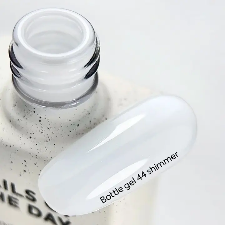 NOTD. Bottle Gel, shimmer, #44, 10 ml, надміцний гель для укріплення нігтів, білий зі сріблястим шиммером #3