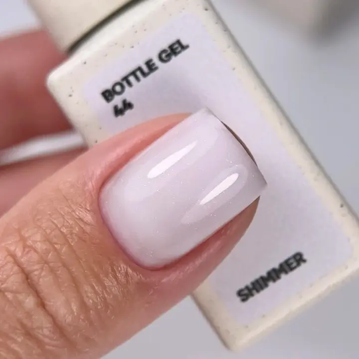 NOTD. Bottle Gel, shimmer, #44, 10 ml, надміцний гель для укріплення нігтів, білий зі сріблястим шиммером #4