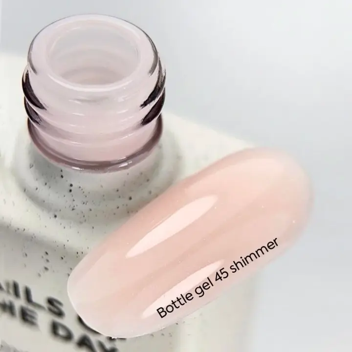 NOTD. Bottle Gel, shimmer, #45, 10 ml, надміцний гель для укріплення нігтів, молочно-бежевий зі сріблястим шиммером #3