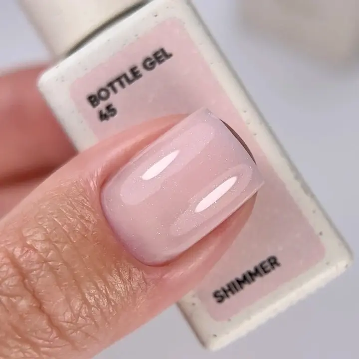 NOTD. Bottle Gel, shimmer, #45, 10 ml, надміцний гель для укріплення нігтів, молочно-бежевий зі сріблястим шиммером #4